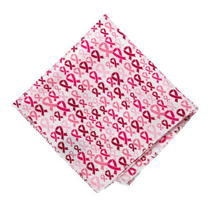 Pink Breast Cancer Awareness pocket square with pink ribbons