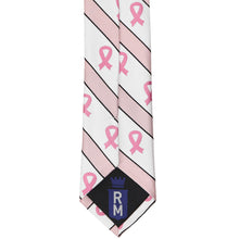 Load image into Gallery viewer, Back view of a pink ribbon slim tie