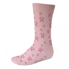 Load image into Gallery viewer, Pink breast cancer awareness socks with pink ribbons
