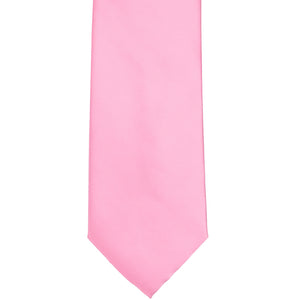 Front bottom view of a pink solid tie