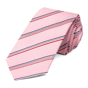 Carnation Pink Hayward Striped Slim Necktie