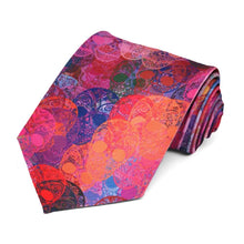 Load image into Gallery viewer, A fun sugar skull novelty tie in shades of pink