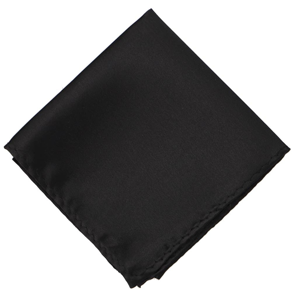 Solid black pocket square, folded into a diamond