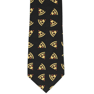Black tie with pepperoni pizza slices novelty pattern