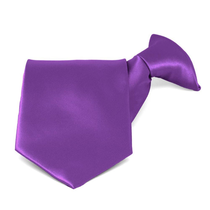 Plum Violet Solid Color Clip-On Tie