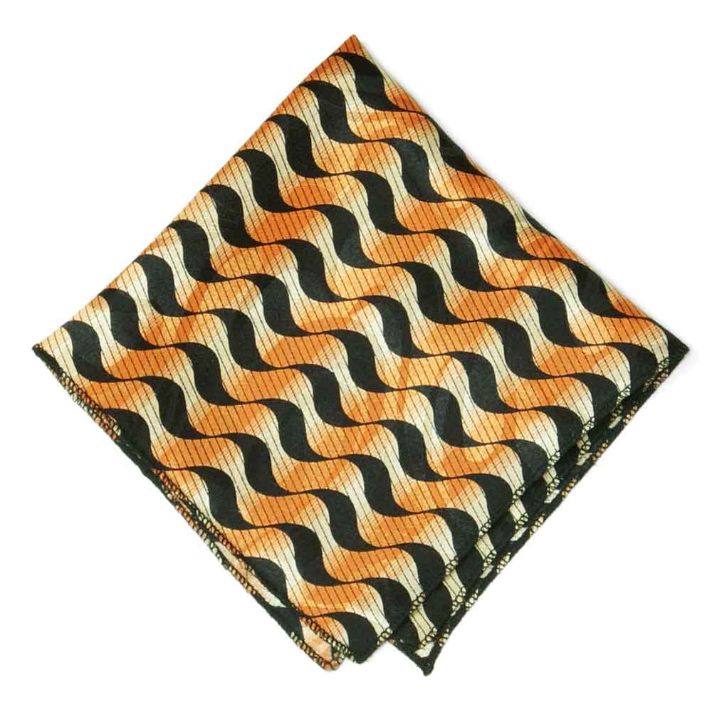 Black and Orange Geometric Pocket Square