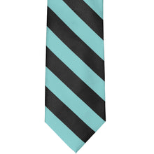 Load image into Gallery viewer, Front flat view pool blue and black striped tie