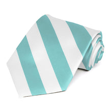 Load image into Gallery viewer, Pool and White Striped Tie