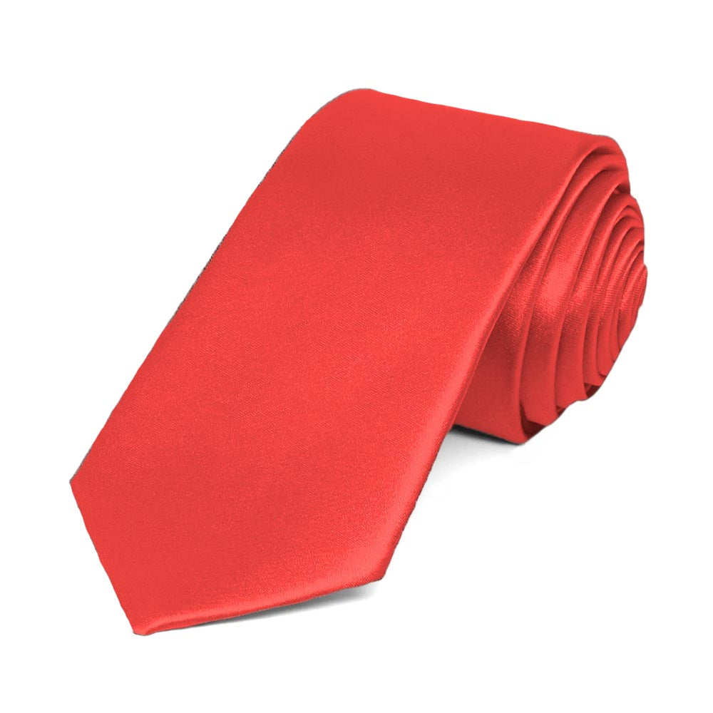 Poppy Slim Solid Color Necktie, 2.5