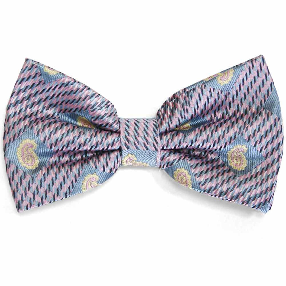 Powder Blue and Pink Churchill Paisley Bow Tie