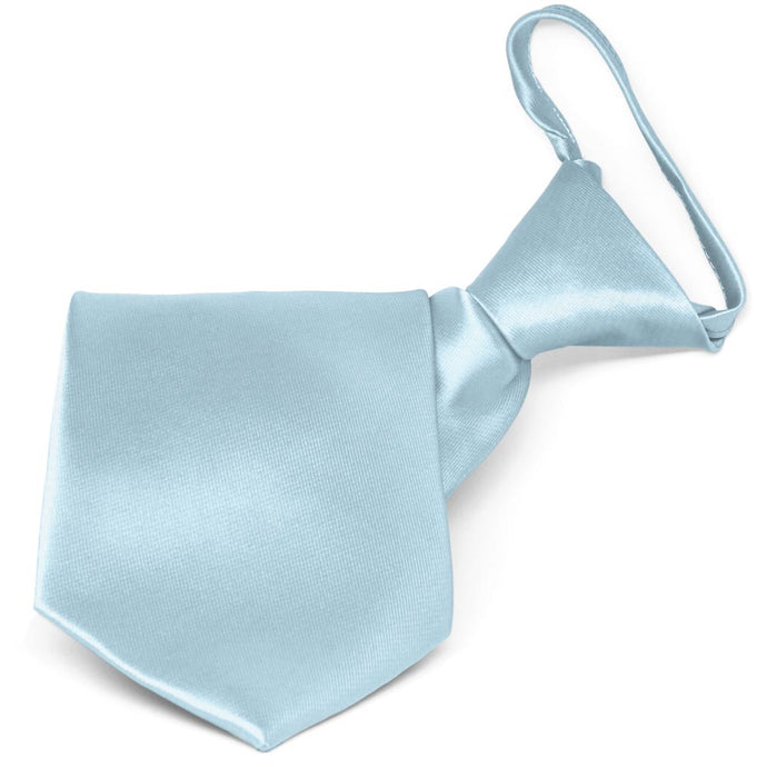 Powder Blue Solid Color Zipper Tie