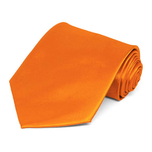 Pumpkin Orange Extra Long Solid Color Necktie