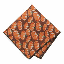Load image into Gallery viewer, Pumpkin pattern on a brown pocket square.