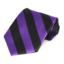 Load image into Gallery viewer, Purple and Black Striped Tie