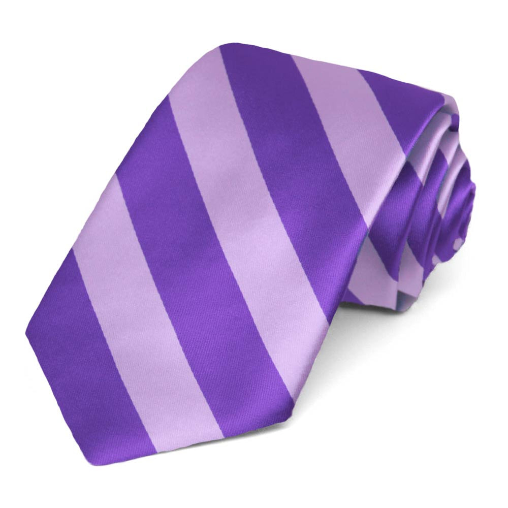 Purple and Lavender Striped Narrow Tie, 3