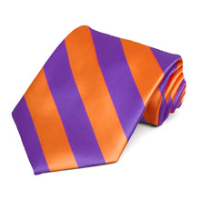 Load image into Gallery viewer, Purple and Orange Striped Tie