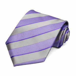 Purple and silver spring striped tie