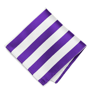 Purple and White Striped Pocket Square