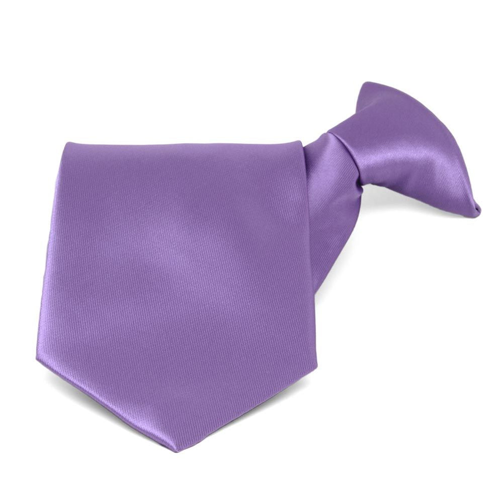 Purple Solid Color Clip-On Tie