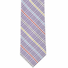 Load image into Gallery viewer, Purple glen plaid tie with colorful stripes