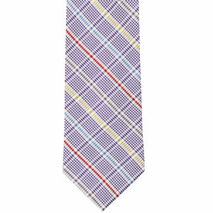 Purple glen plaid tie with colorful stripes