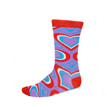 Load image into Gallery viewer, Women&#39;s purple and red heart socks