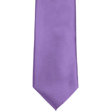 Load image into Gallery viewer, Front tip view of a purple solid color tie
