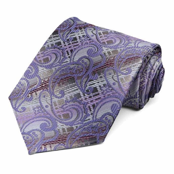 Purple paisley pattern tie