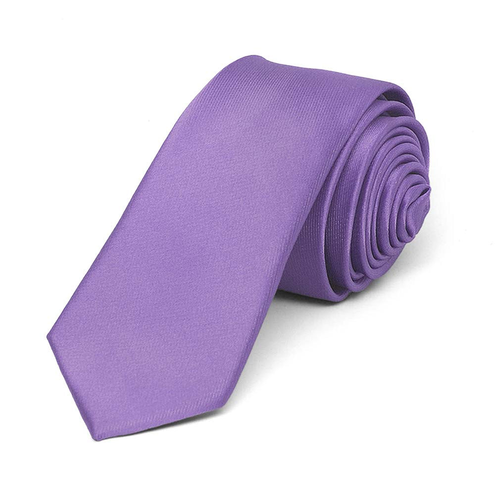 Purple Skinny Solid Color Necktie, 2