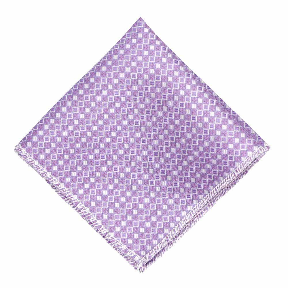 Light purple small square pattern pocket square, flat front view