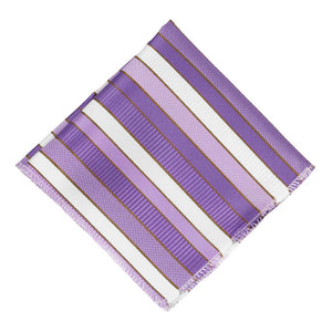 Purple and white textured striped pocket square