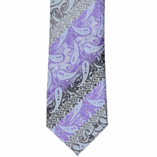Load image into Gallery viewer, Purple striped paisley tie