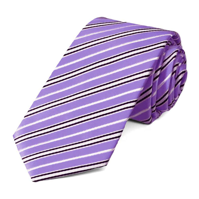 Purple striped slim tie