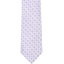 Load image into Gallery viewer, Purple trellis pattern necktie, front flat view