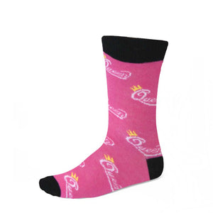 Women's queen theme socks in pink and black