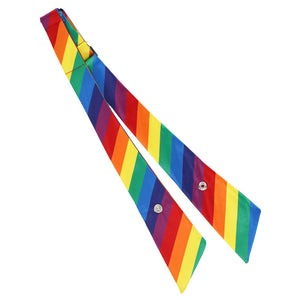 Rainbow color striped crossover tie pointed unsnapped