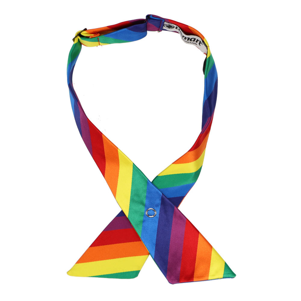 Rainbow color striped crossover tie