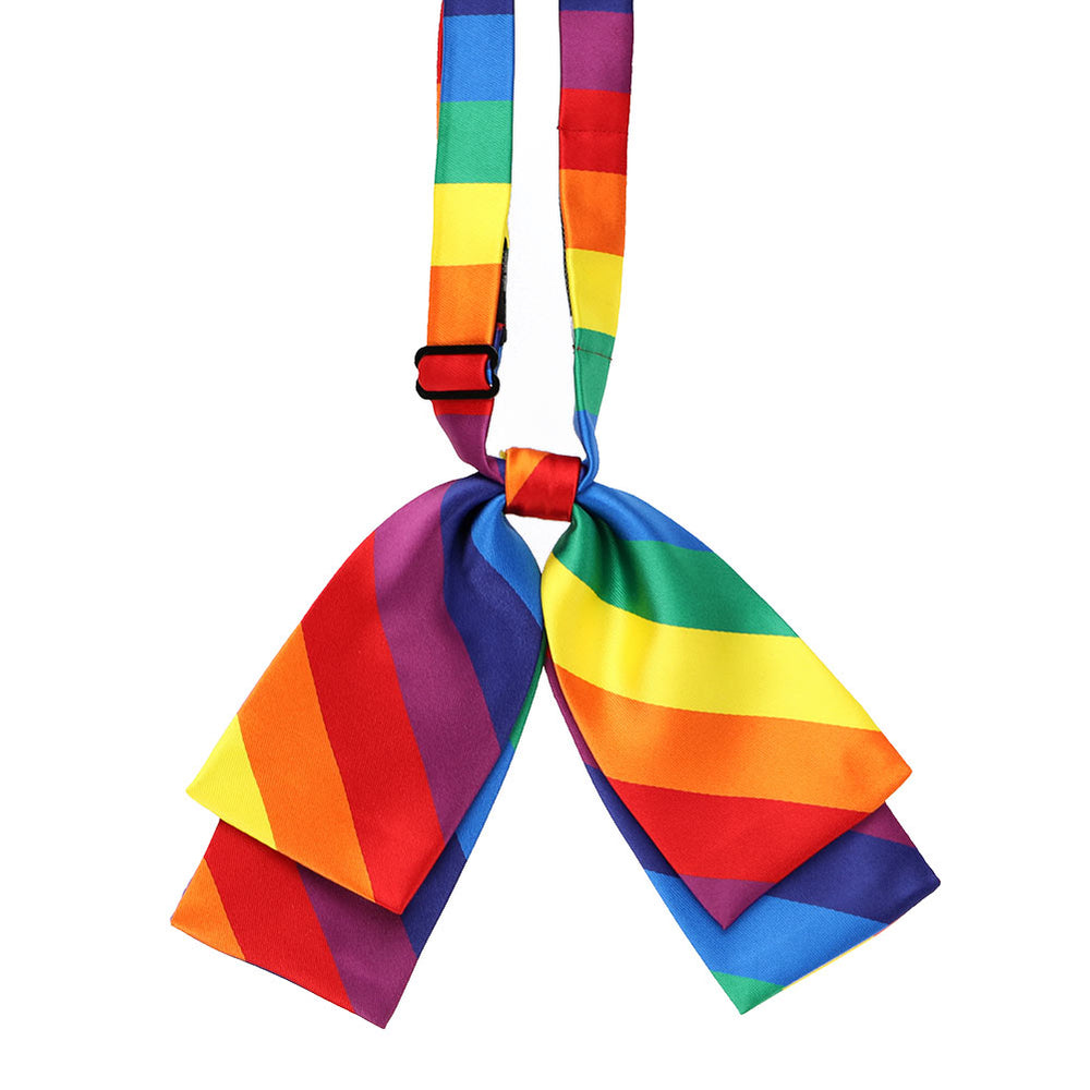 Rainbow color striped floppy bow tie