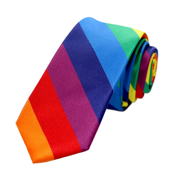 Skinny tie in rainbow striped colors