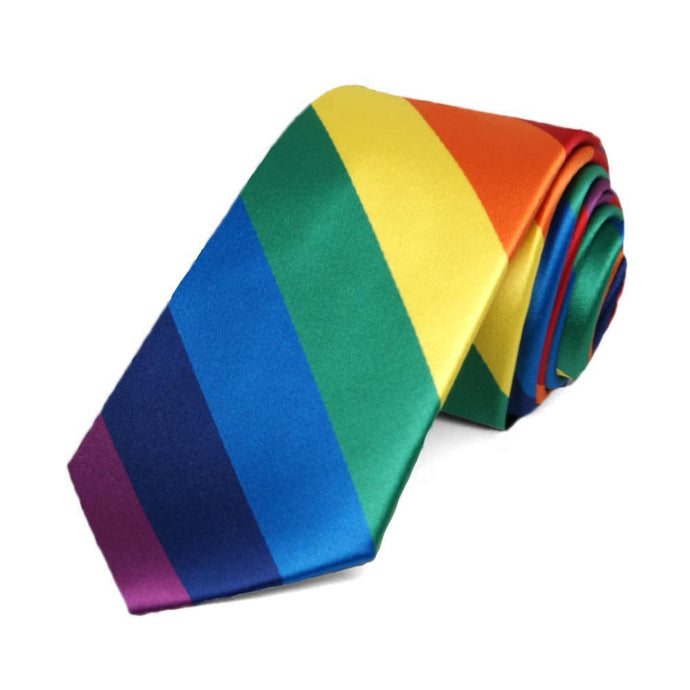 Rainbow Striped Slim Tie, 2.5