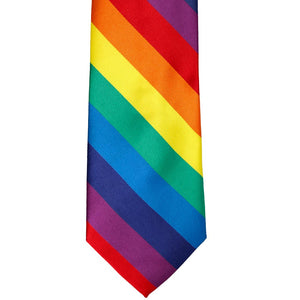 Front view of a rainbow striped tie