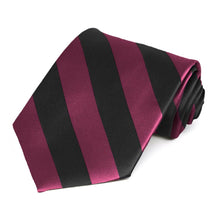 Load image into Gallery viewer, Raspberry and Black Striped Tie