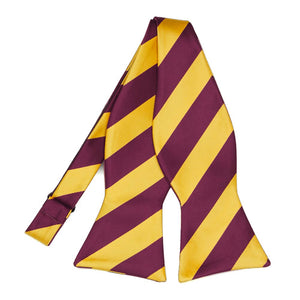 Raspberry and Bright Gold Striped Self-Tie Bow Tie