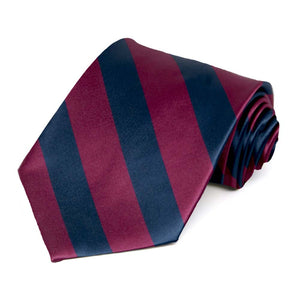 Raspberry and Navy Blue Striped Tie