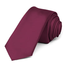 Load image into Gallery viewer, Raspberry Premium Skinny Necktie, 2&quot; Width