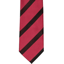 Load image into Gallery viewer, The front of a red and black ribbed and solid striped tie