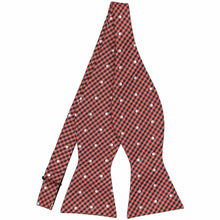 Load image into Gallery viewer, Red and black gingham plaid bow tie in a self-tie style, untied