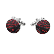 Load image into Gallery viewer, Crimson red and Black Large Paisley Fabric Cufflinks