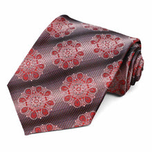 Load image into Gallery viewer, A red and black tie with a large medallion pattern