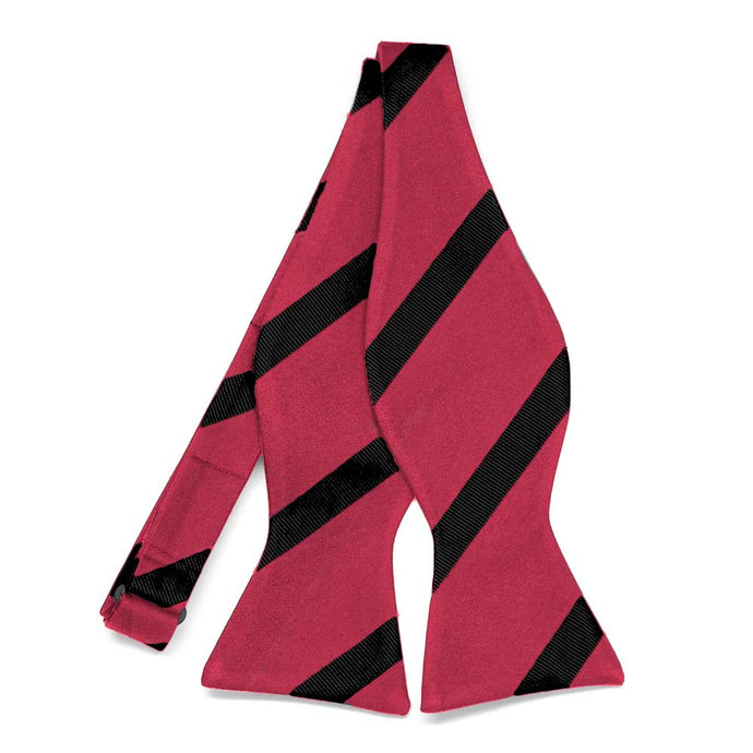 An untied black and red striped self-tie bow tie